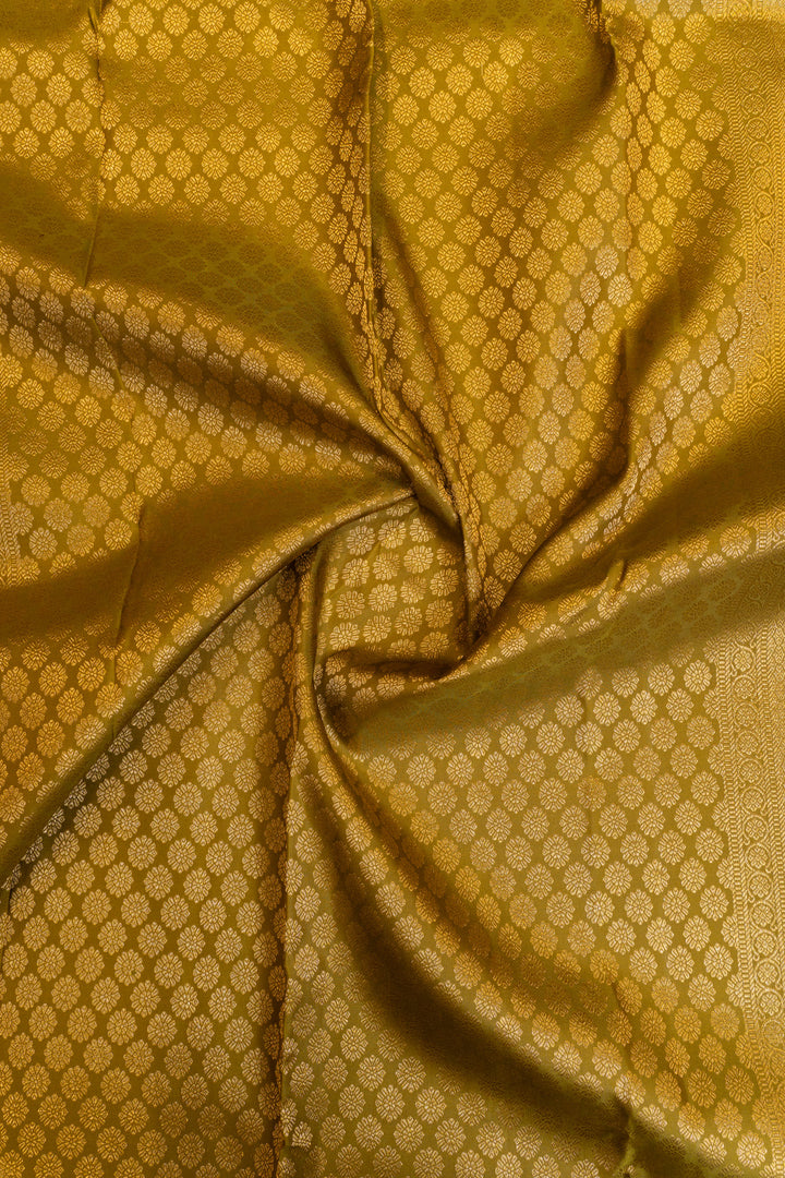 Olive green lakshadeepam pure Kanchipuram silk saree