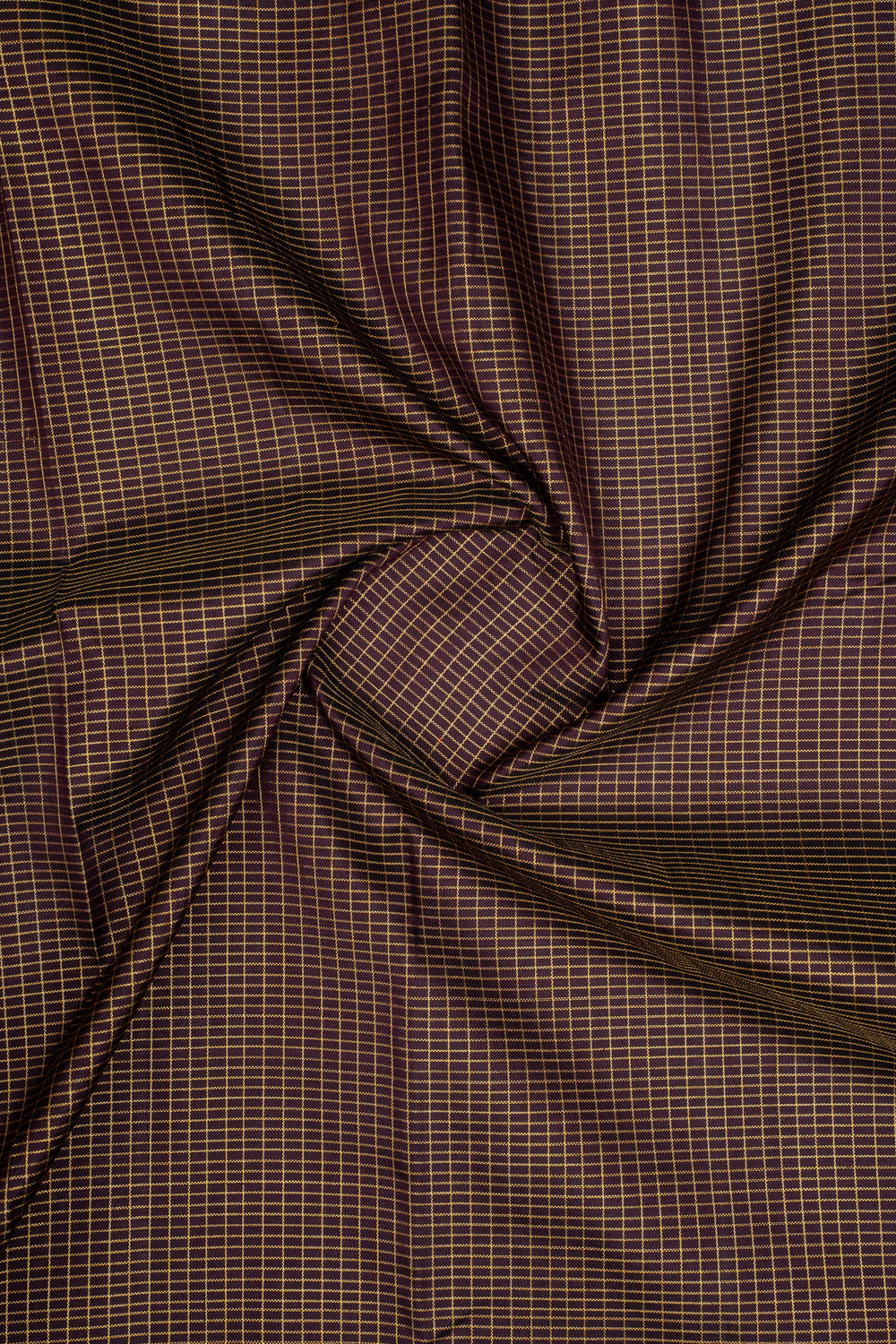 Dark Purple Zari Checks 8 Kol Pure Kanchipuram Silk Saree