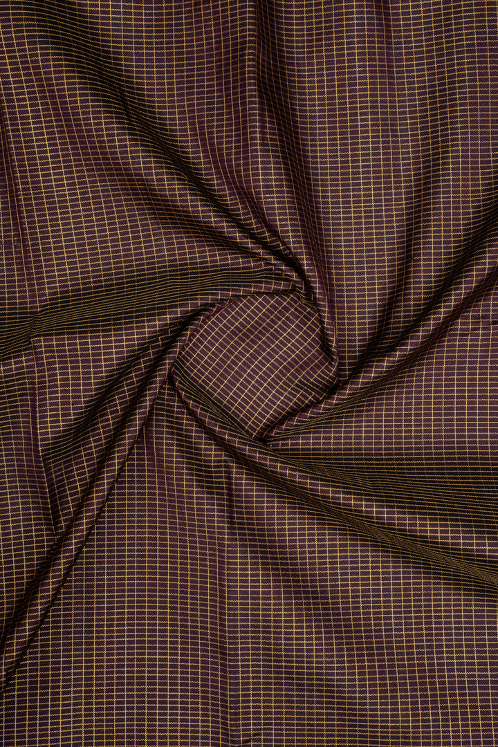 Dark Purple Zari Checks 8 Kol Pure Kanchipuram Silk Saree