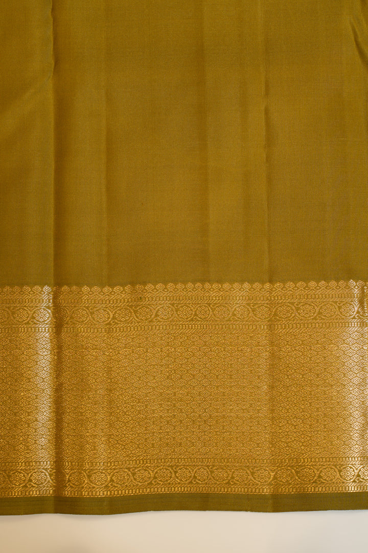 Olive green lakshadeepam pure Kanchipuram silk saree
