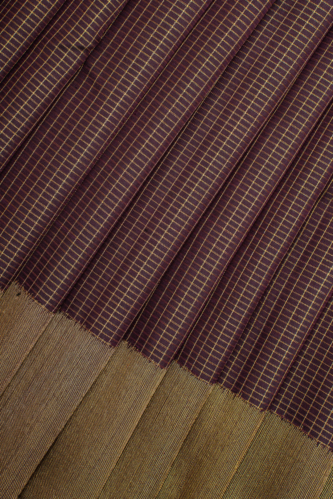 Dark Purple Zari Checks 8 Kol Pure Kanchipuram Silk Saree