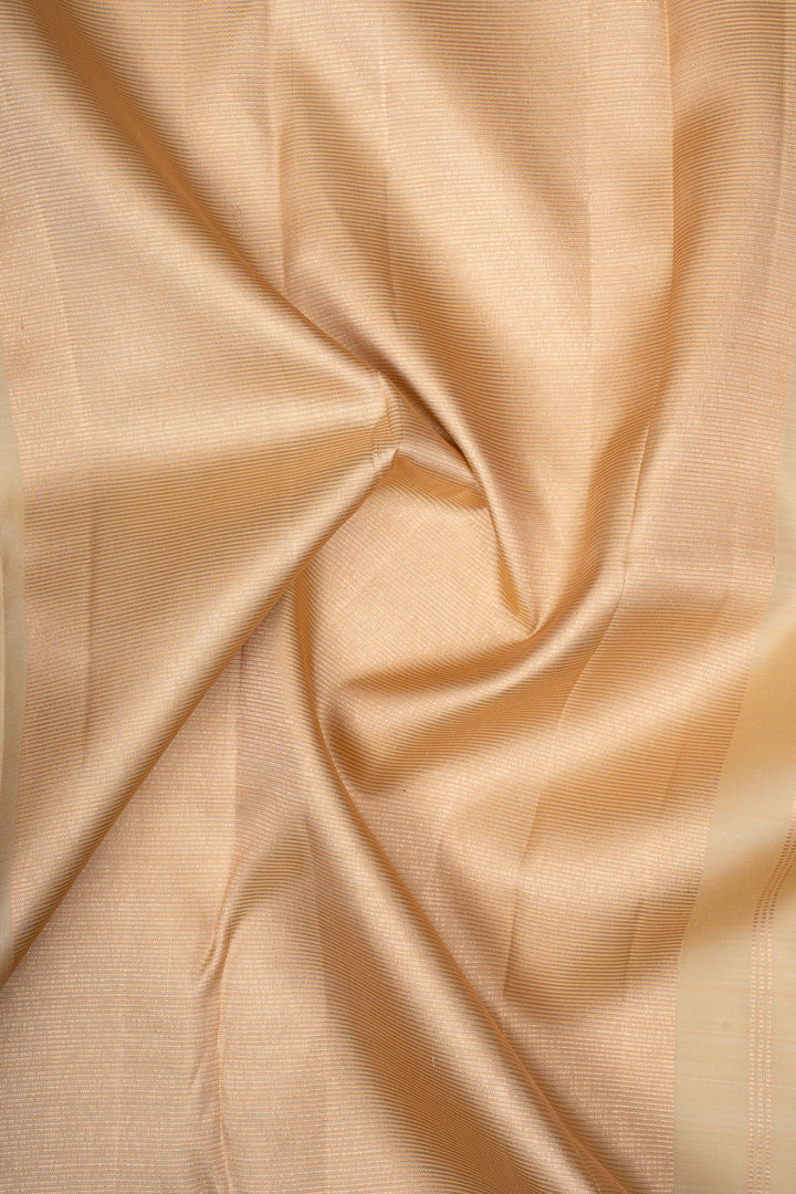 Peach, Silver &amp; Yellow Mupagam 8 Kol Pure Kanchipuram Silk Saree