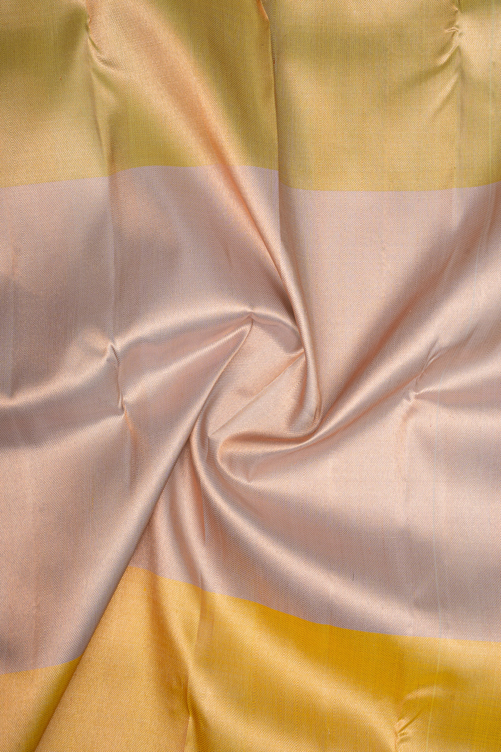 Peach, Silver & Yellow Mupagam 8 Kol Pure Kanchipuram Silk Saree