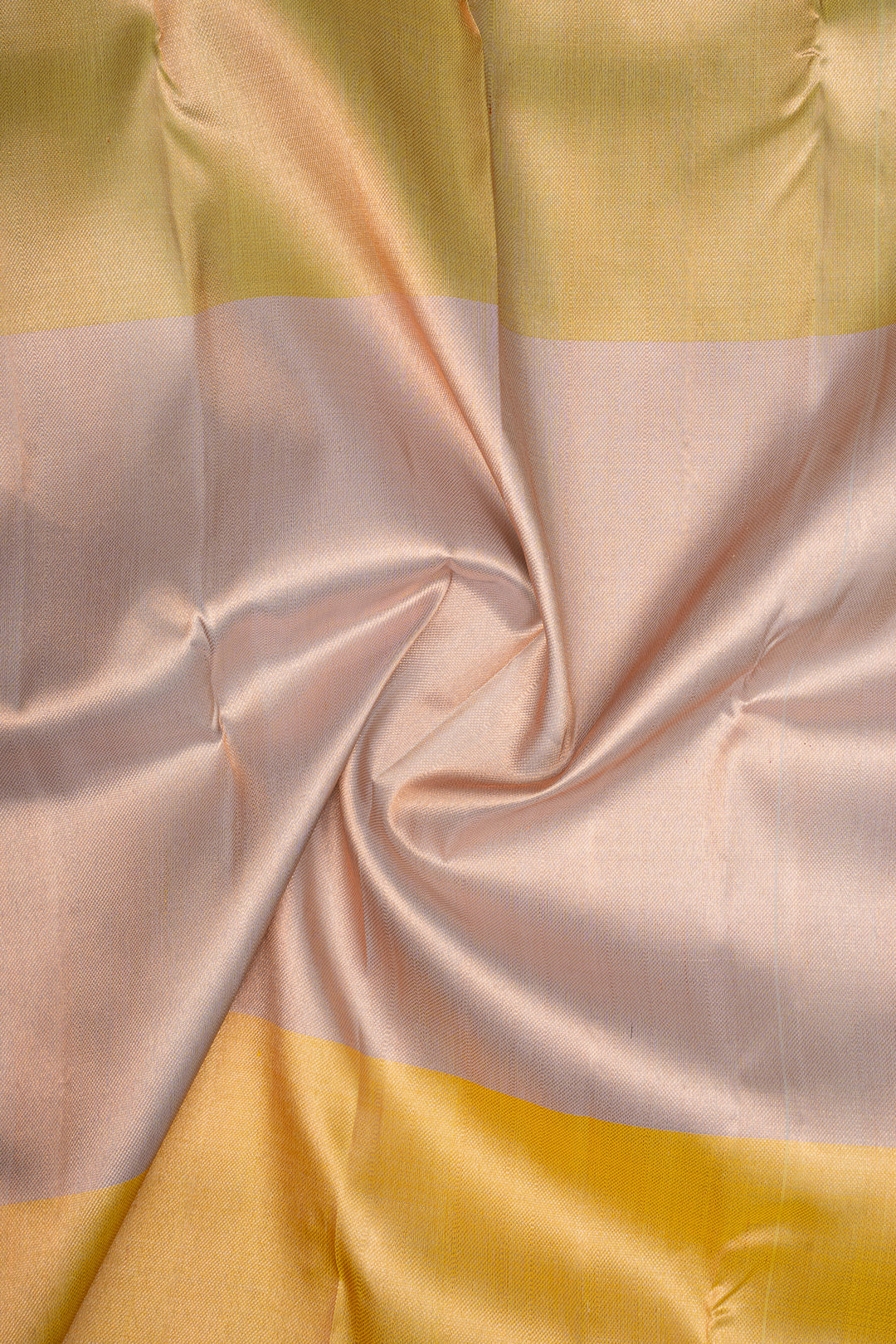 Peach, Silver &amp; Yellow Mupagam 8 Kol Pure Kanchipuram Silk Saree