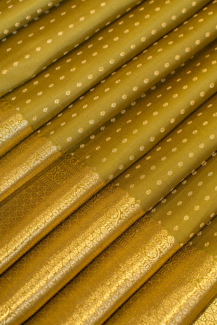 Olive green lakshadeepam pure Kanchipuram silk saree