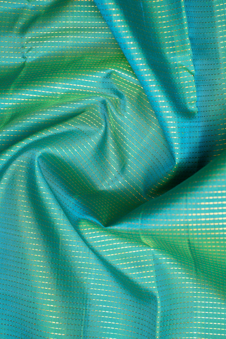 Teal Blue Muthu Zari Pure Kanchipuram Silk Saree - Clio Silks