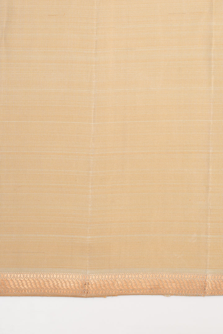 Peach, Silver &amp; Yellow Mupagam 8 Kol Pure Kanchipuram Silk Saree