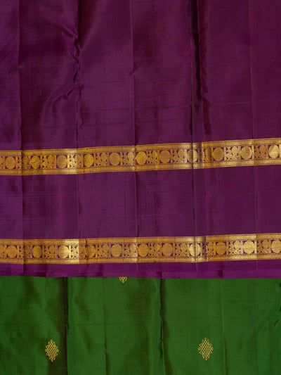 Emerald green and Magenta traditional pure Kanchipuram silk saree