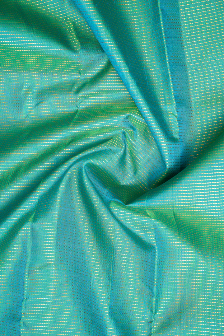 Teal Blue Muthu Zari Pure Kanchipuram Silk Saree - Clio Silks