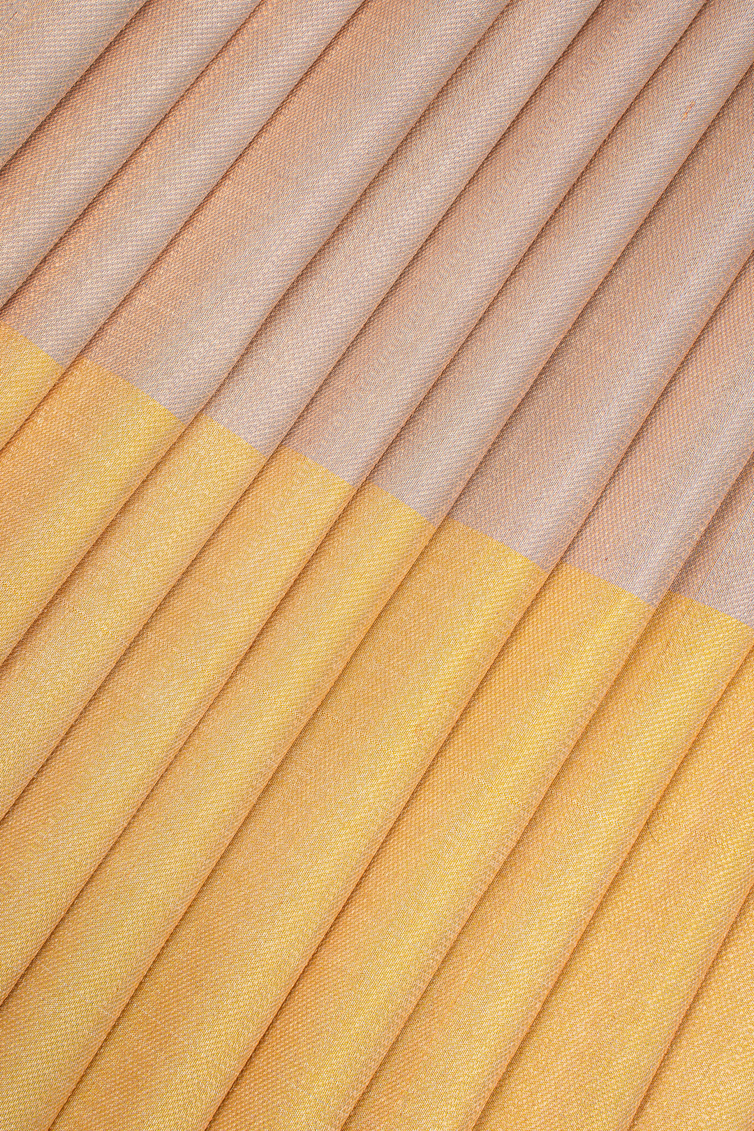 Peach, Silver &amp; Yellow Mupagam 8 Kol Pure Kanchipuram Silk Saree
