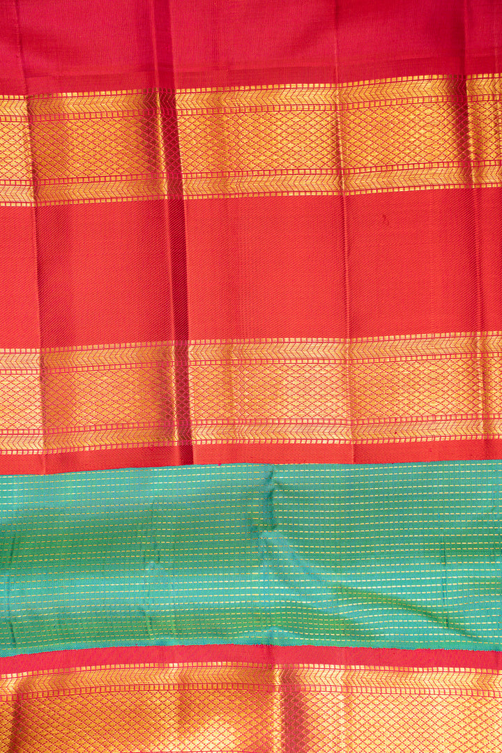 Teal Blue Muthu Zari Pure Kanchipuram Silk Saree - Clio Silks