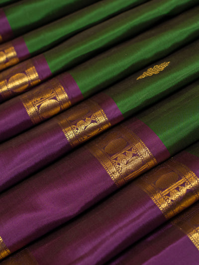 Emerald green and Magenta traditional pure Kanchipuram silk saree