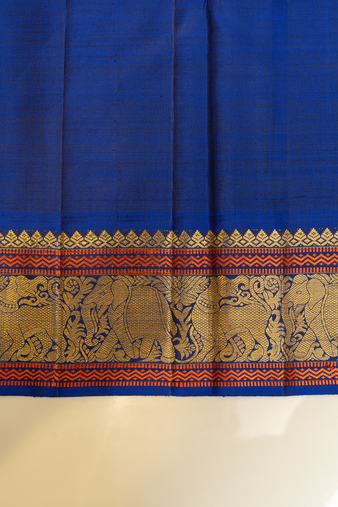 Blue and yellow multi checks pure zari Kanchipuram silk saree