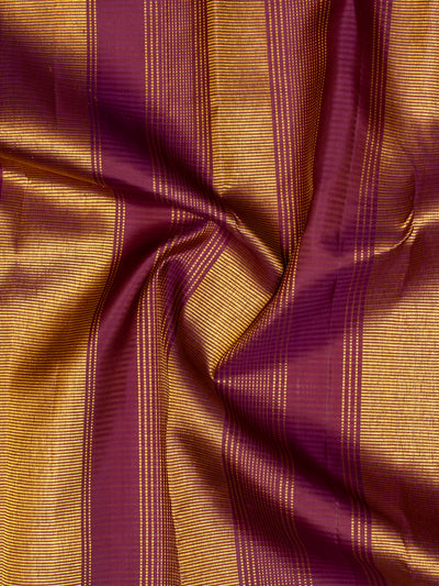 Rouge pink and purple stripes pure Kanchipuram silk saree