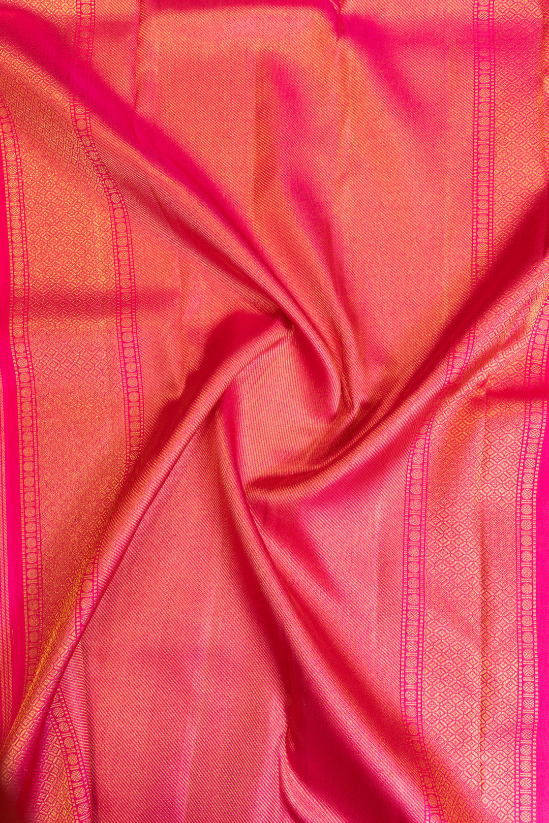Peach magenta pure zari brocade Kanchipuram silk saree