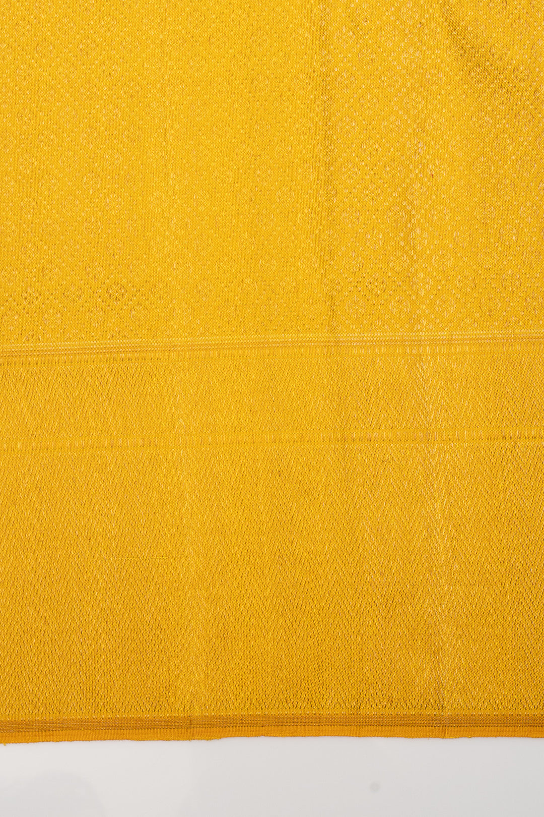Golden Yellow Chevron Brocade Pure Kanchipuram Silk Saree