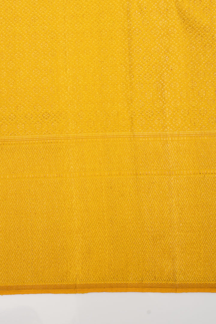 Golden Yellow Chevron Brocade Pure Kanchipuram Silk Saree