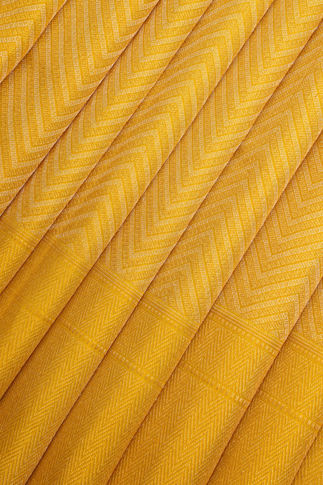 Golden Yellow Chevron Brocade Pure Kanchipuram Silk Saree