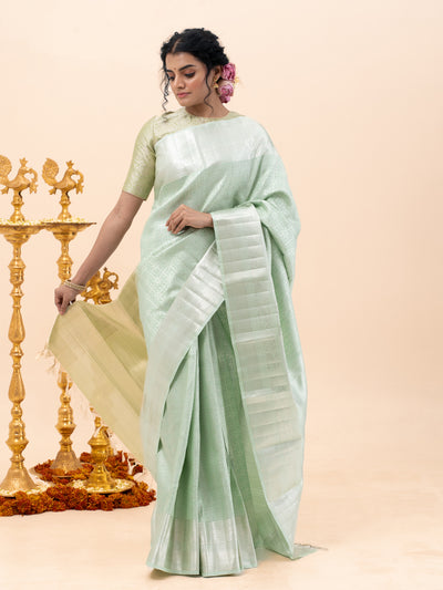 Mint Green Brocade Pure Kanchipuram Silk Saree