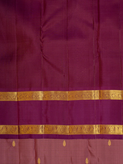 Rouge pink and purple stripes pure Kanchipuram silk saree