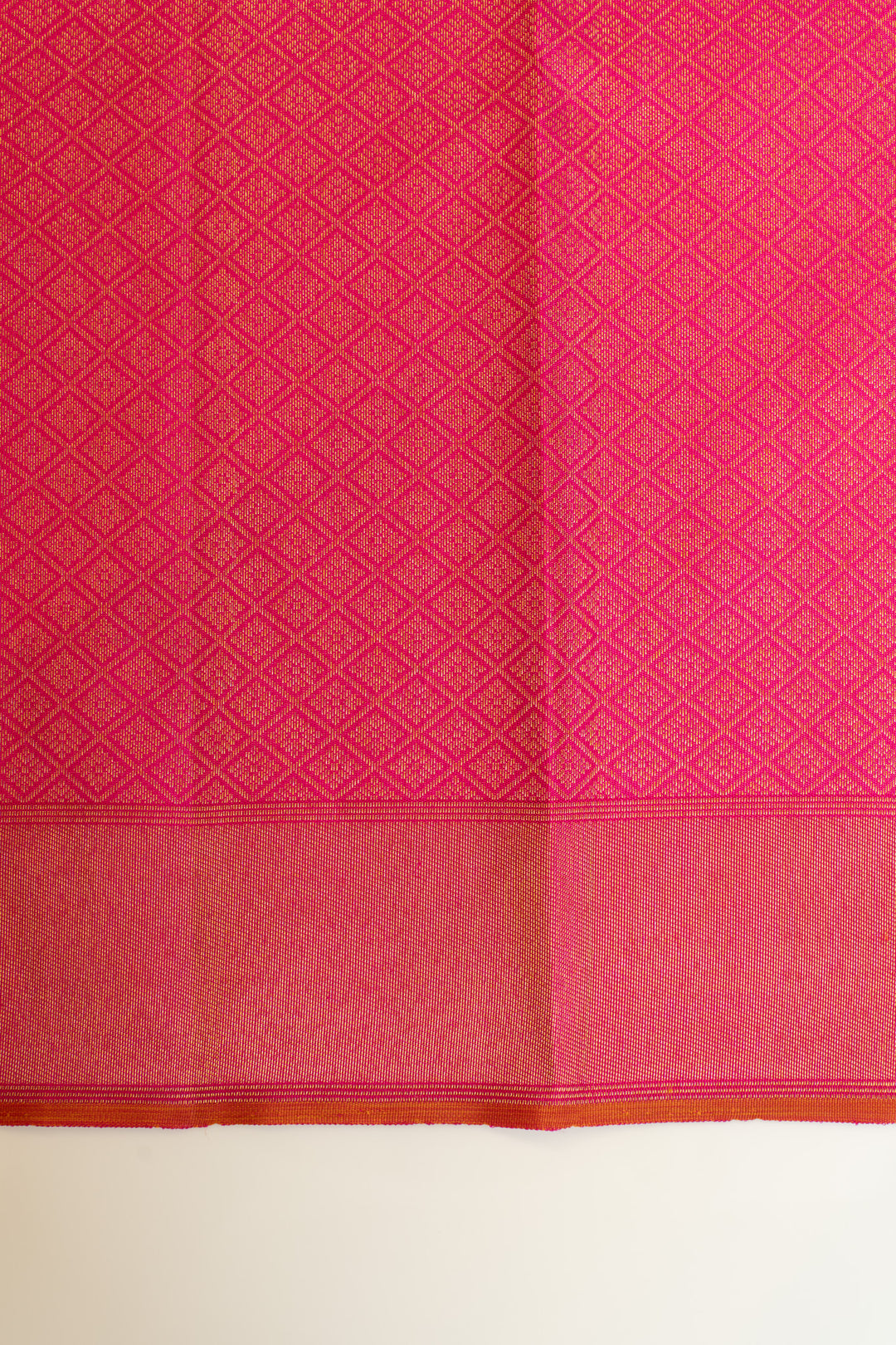 Peach magenta pure zari brocade Kanchipuram silk saree