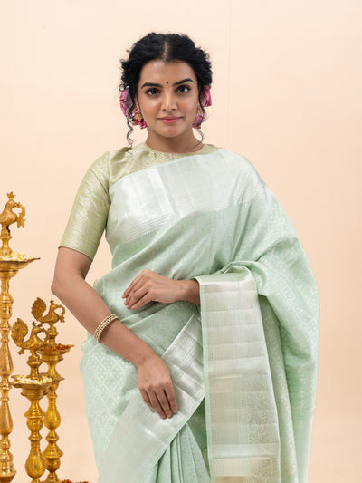 Mint Green Brocade Pure Kanchipuram Silk Saree