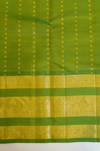 Mehendi green stripes border pure Kanchipuram silk saree