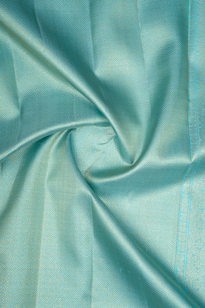 Purple Stripes &amp; Teal Blue Pure Kanchipuram Silk Saree