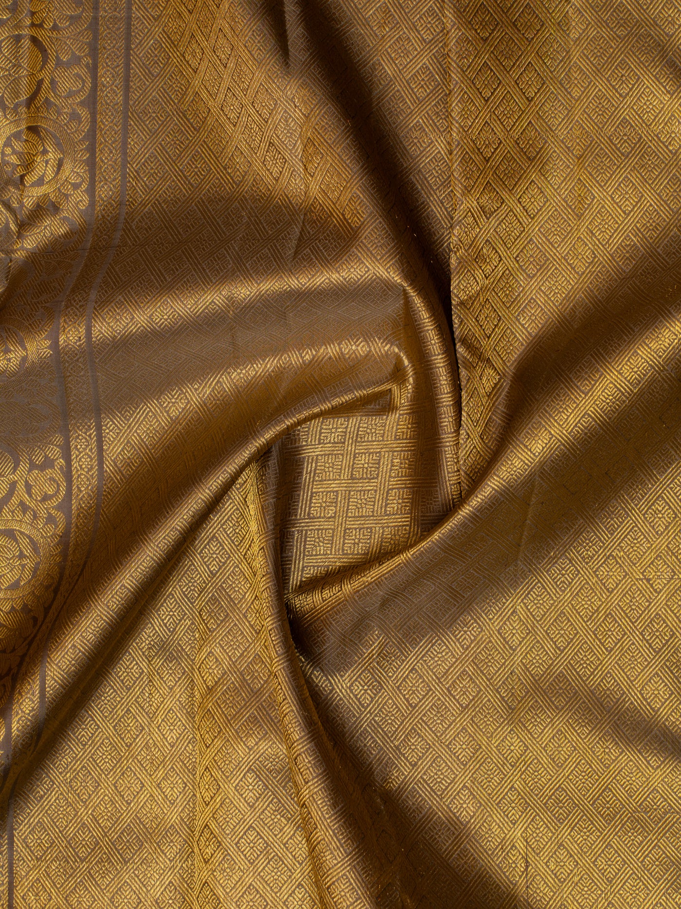 Rust orange and grey traditional pure Kanchipuram silk saree