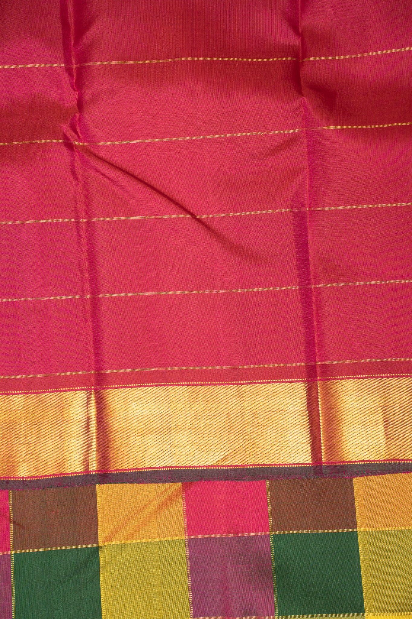 Palum Pazhamum Multi checks Pure Kanchipuram Silk Saree - Clio Silks