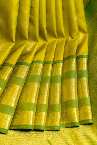 Mehendi green stripes border pure Kanchipuram silk saree