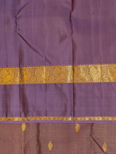 Heather purple zari checks pure Kanchipuram silk saree