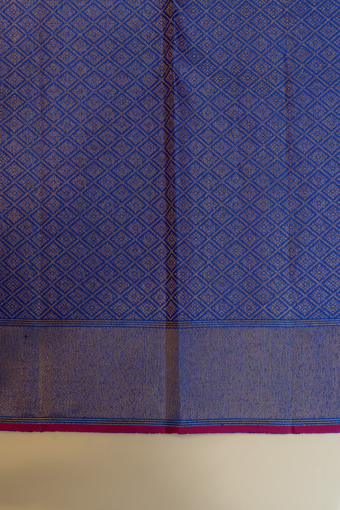 Peacock blue chevron pure zari brocade Kanchipuram silk saree