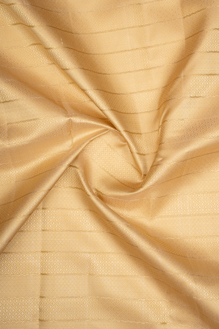 Beige &amp; Jamun Thread Brocade Varisaipettu Pure Kanchipuram Silk Saree