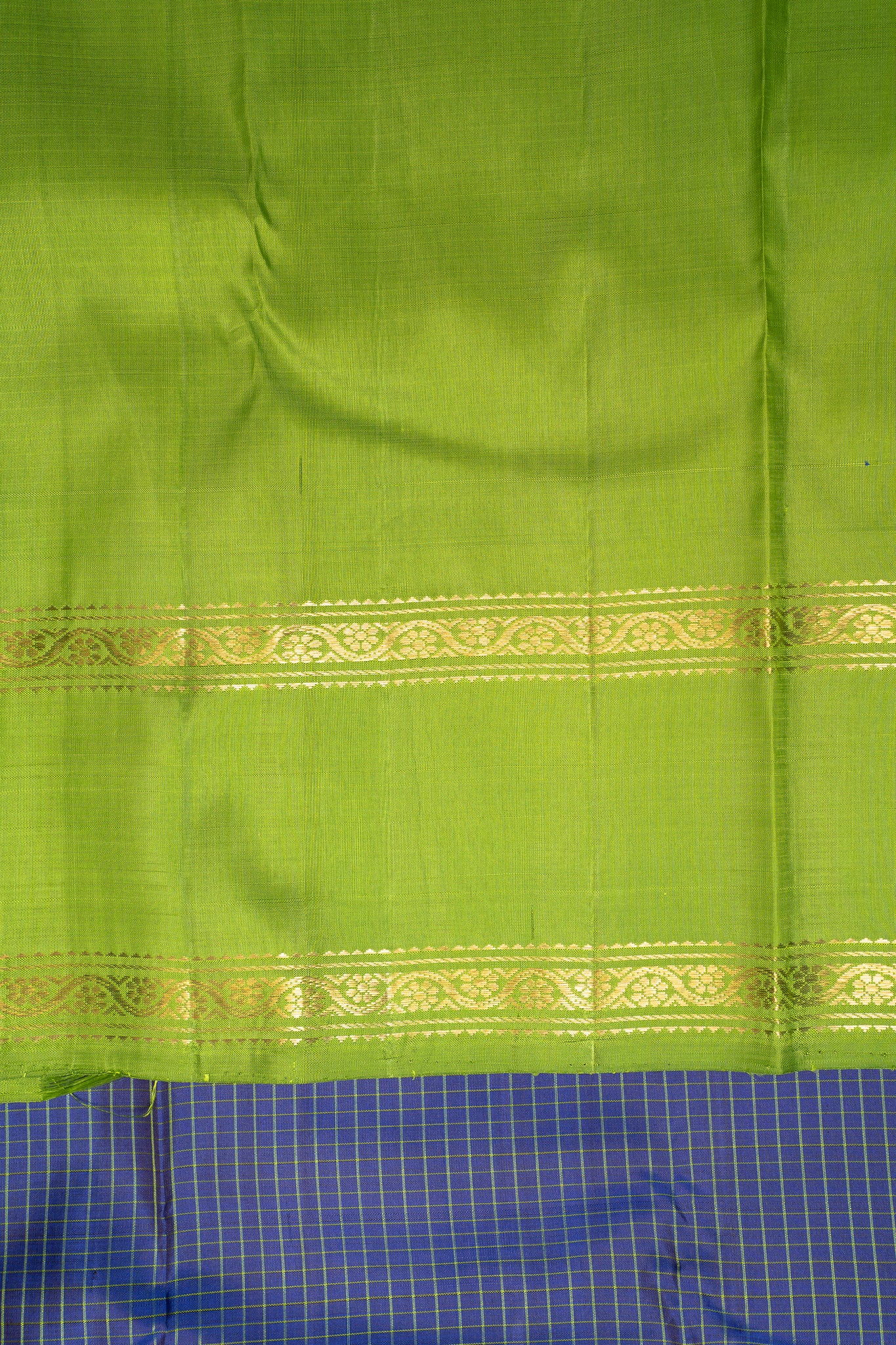 MS Blue and Parrot green Pure Kanchipuram Silk Saree - Clio Silks