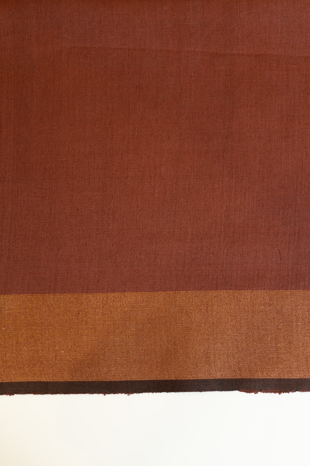 Beige and red handprinted pure Tussar silk saree