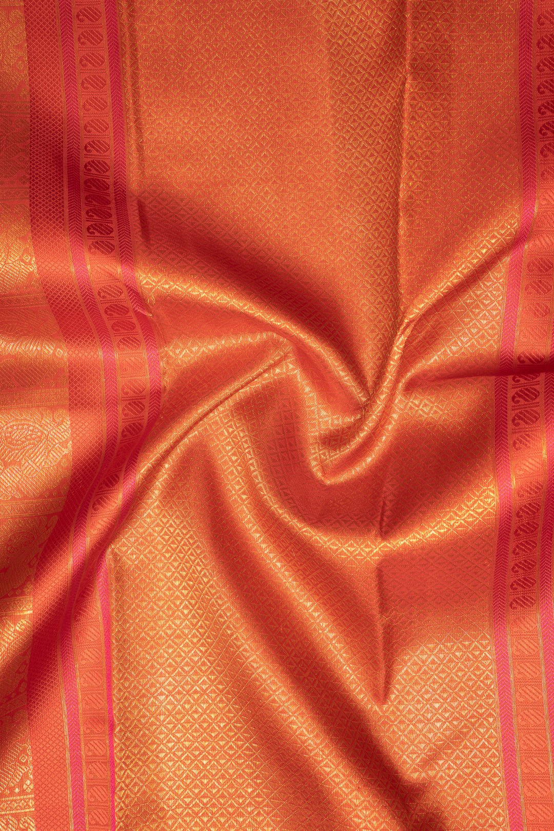 Scarlet Red and Pink Traditional Pure Kanchipuram Silk Saree - Clio Silks