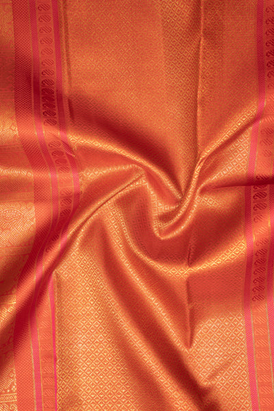 Scarlet Red and Pink Traditional Pure Kanchipuram Silk Saree - Clio Silks