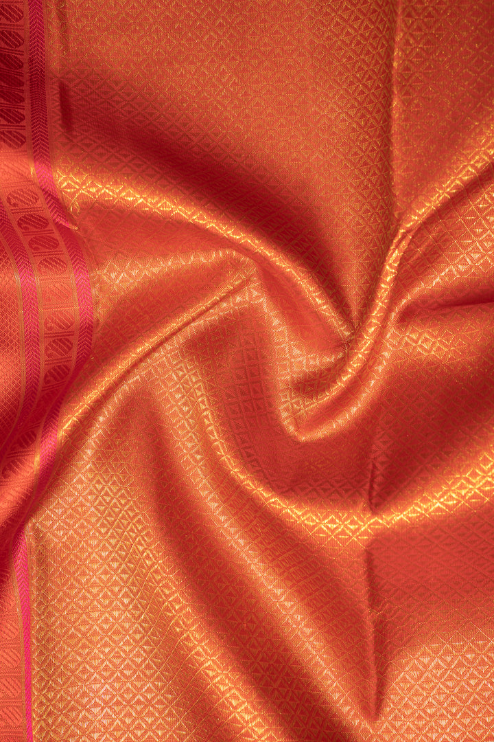 Scarlet Red and Pink Traditional Pure Kanchipuram Silk Saree - Clio Silks