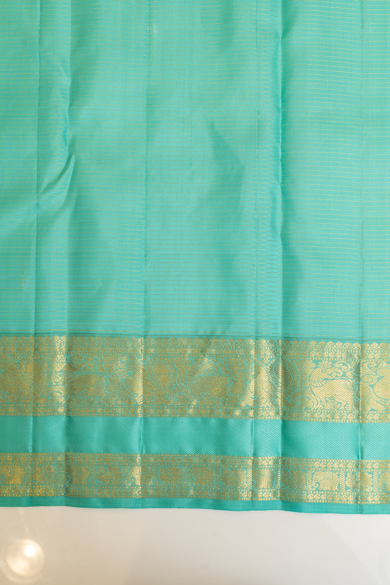 Yellow and turquoise blue pure Kanchipuram silk saree