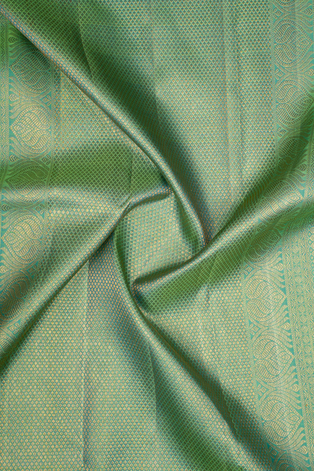 Purple &amp; Peacock Blue Traditional Pure Kanchipuram Silk Saree