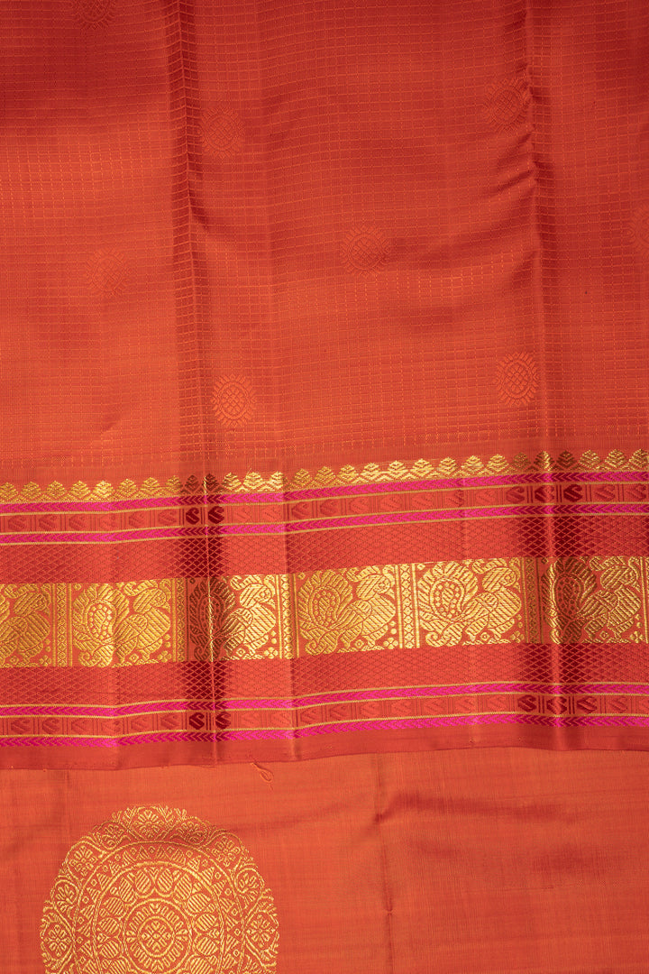 Scarlet Red and Pink Traditional Pure Kanchipuram Silk Saree - Clio Silks