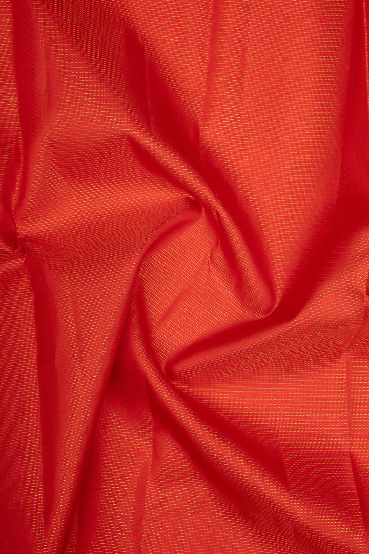 Red &amp; Ivory Stripes Pure Kanchipuram Silk Saree