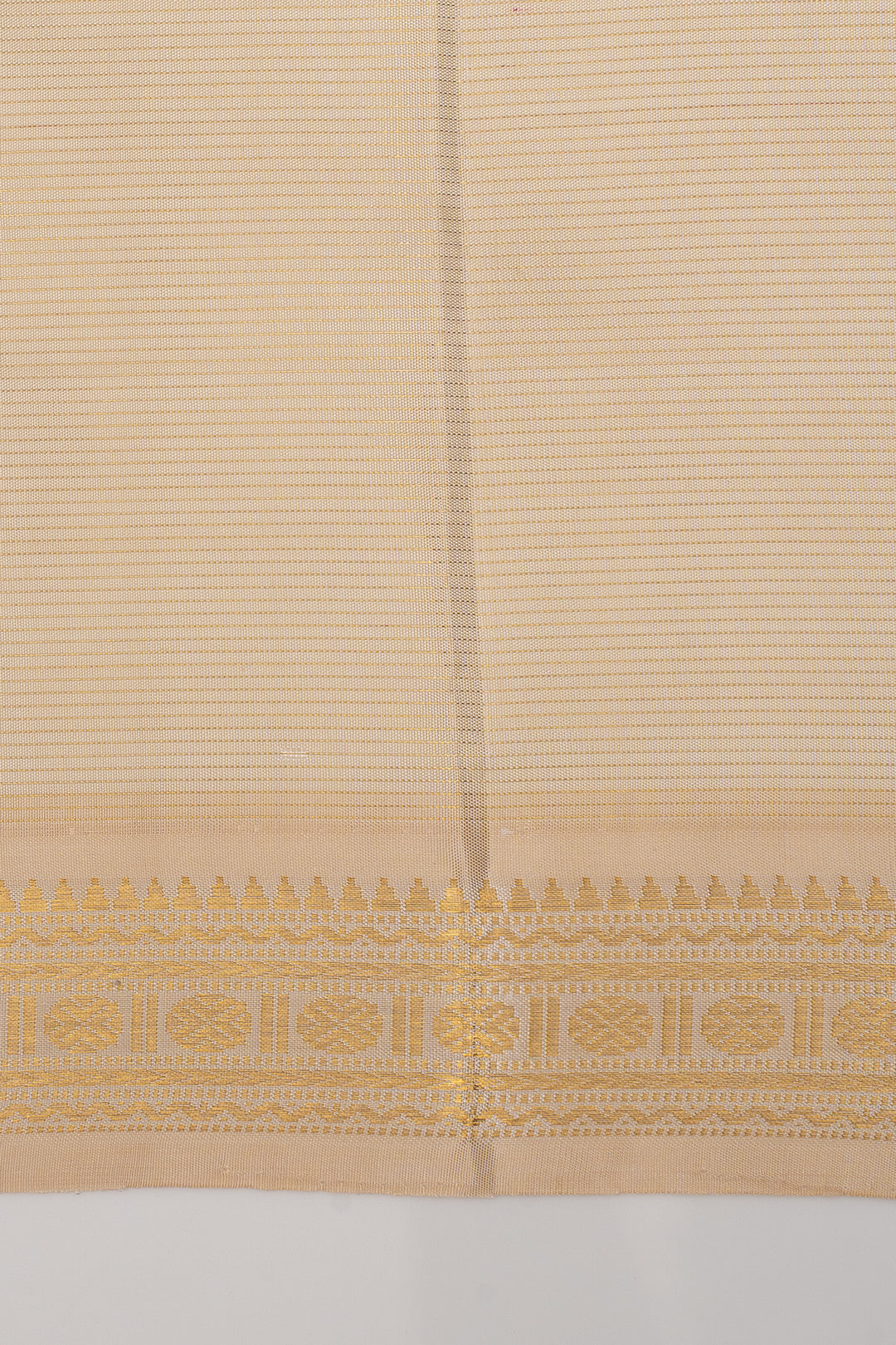 Red &amp; Ivory Stripes Pure Kanchipuram Silk Saree