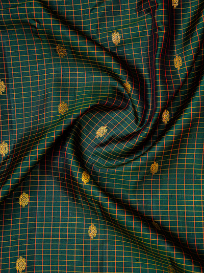 Bottle Green and Orange Pure Gadwal Silk Saree - Clio Silks