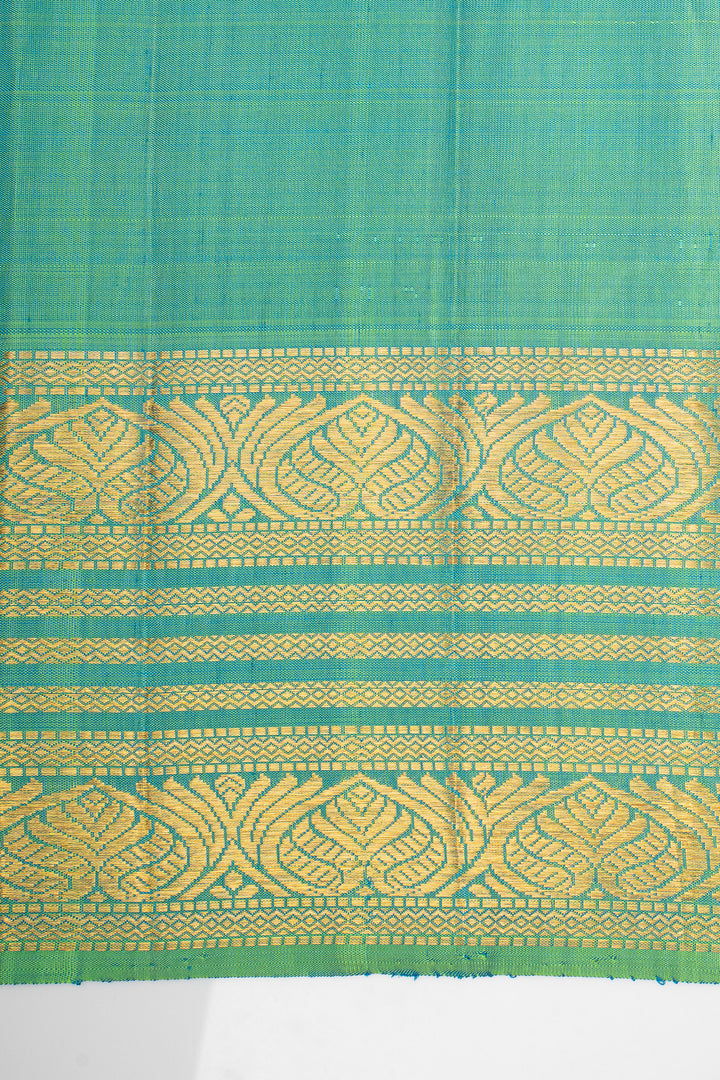 Purple &amp; Peacock Blue Traditional Pure Kanchipuram Silk Saree