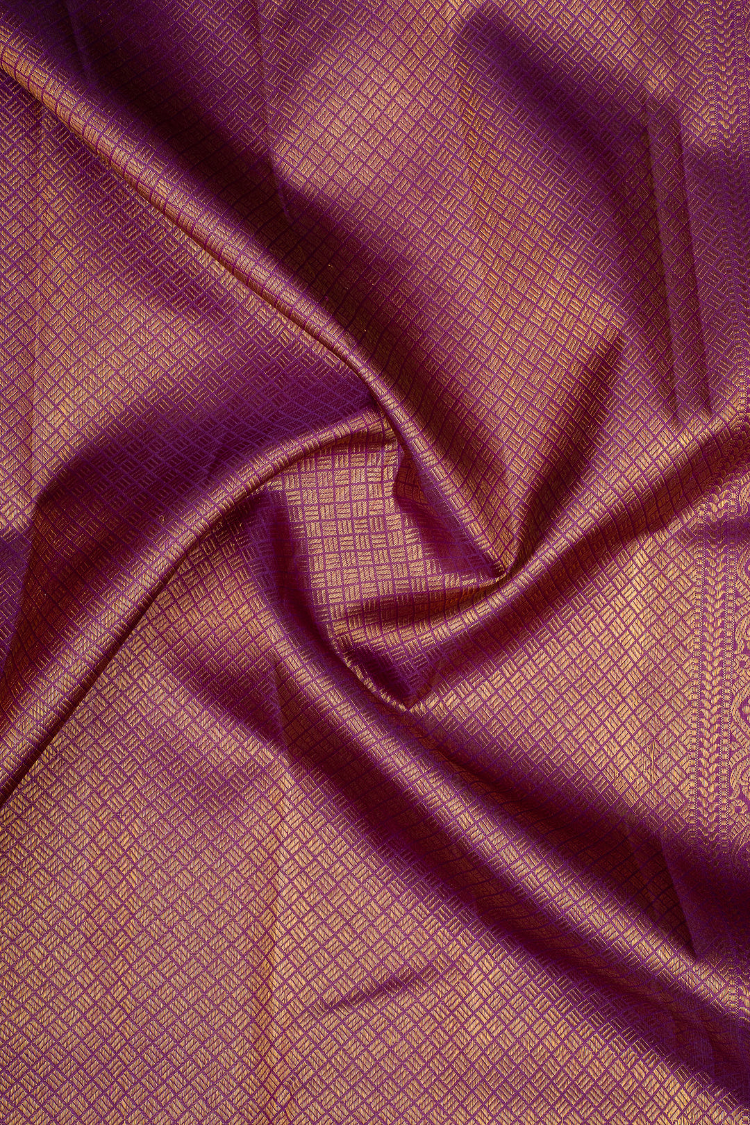 Rust Orange &amp; Jamun Vairaoosi Border Pure Kanchipuram Silk Saree
