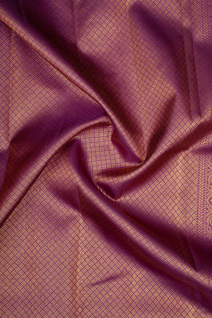 Rust Orange &amp; Jamun Vairaoosi Border Pure Kanchipuram Silk Saree