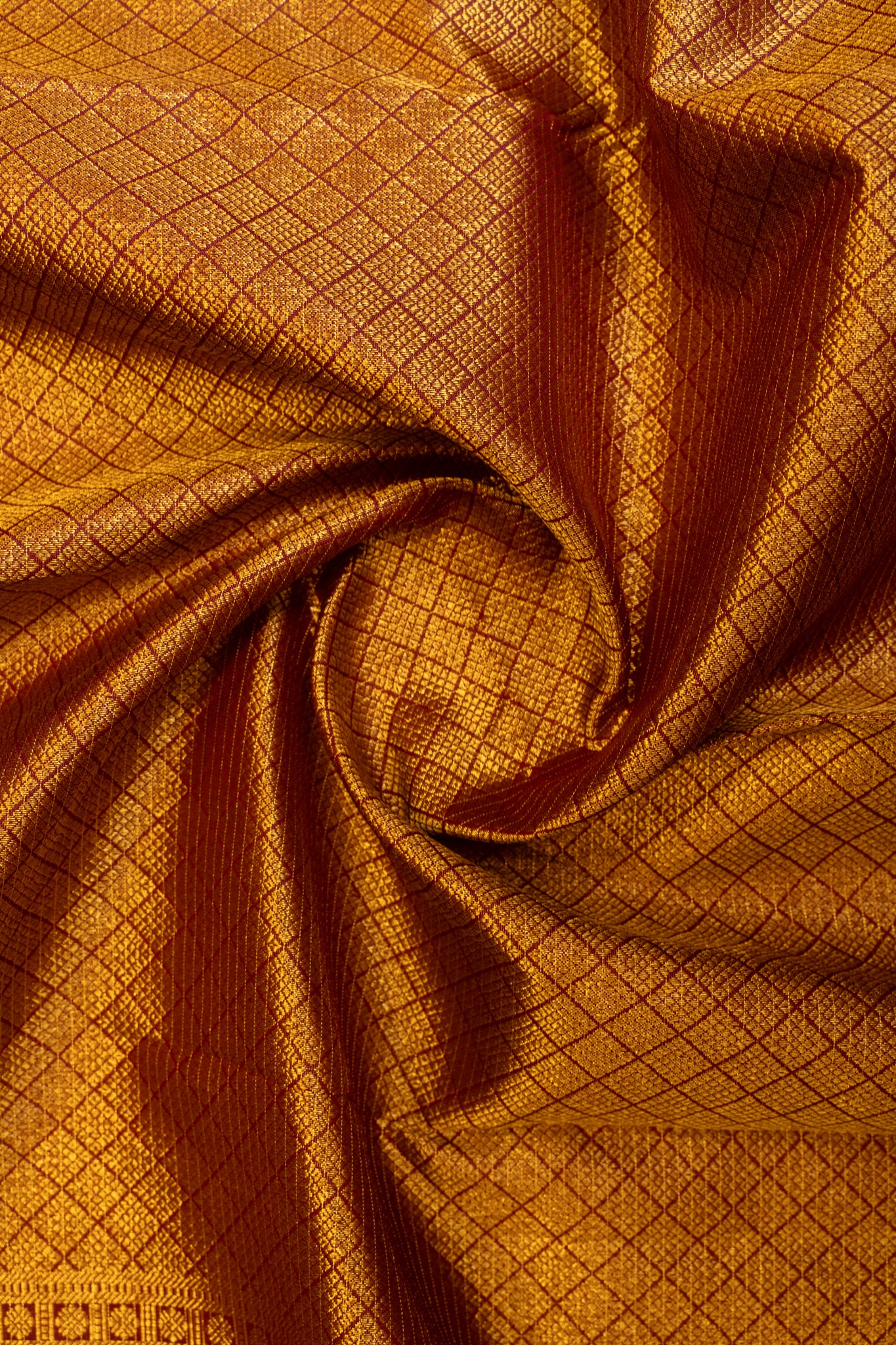 Elaichi green checks pure Kanchipuram silk saree