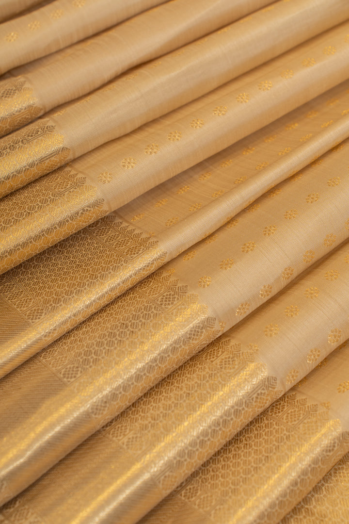 Beige and gold lakshadeepam pure Kanchipuram silk saree